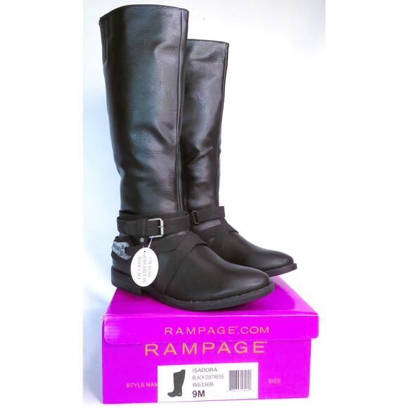New RAMPAGE Women's Sz 9 Isadora Almond Toe Mid Calf Riding Boots - Picture 1 of 11